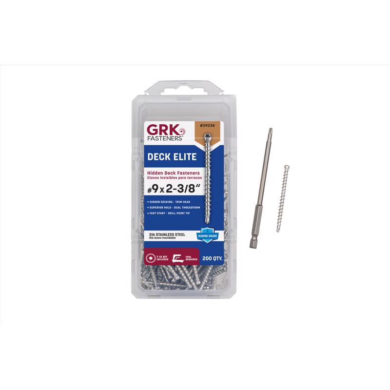 Emery Jensen DCK specialty screws, 2-3/8 inch, 200-piece box, showing a collection of metal screws with Phillips heads.