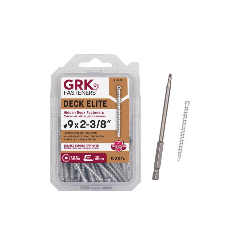 Emery Jensen DCK specialty screws, 2-3/8-inch length, 100-pack, showing shiny metal screws with Phillips heads on a white background.