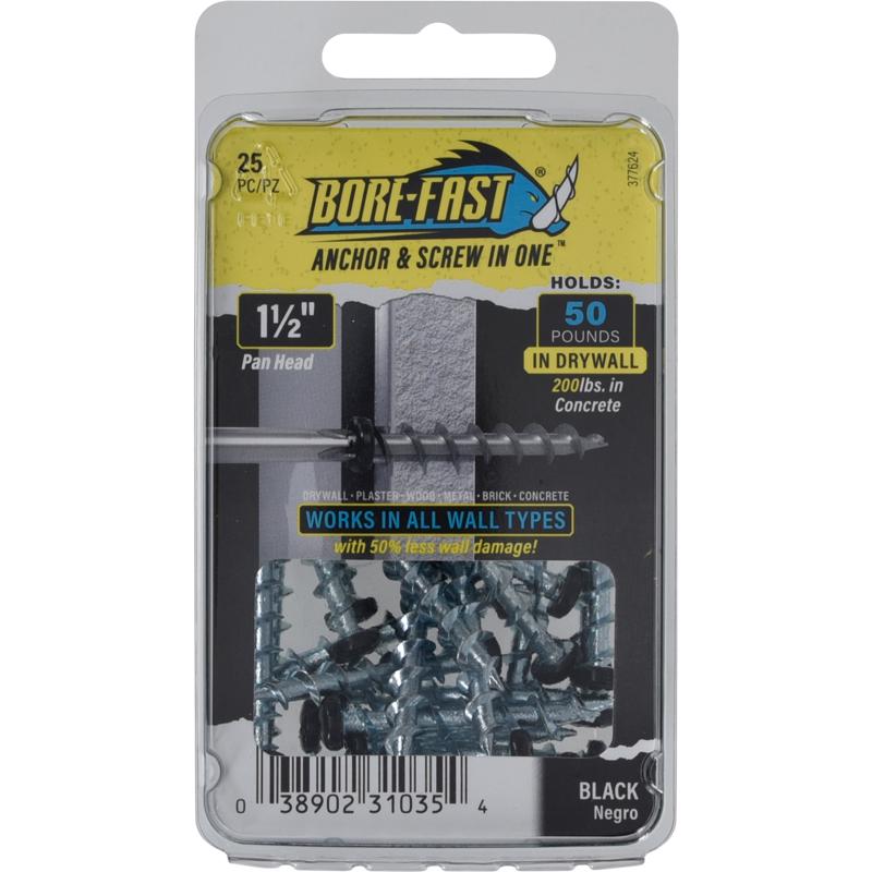 SCREW & ANCHOR BLK 25PC - Pack of 5