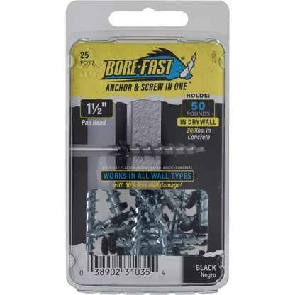 SCREW & ANCHOR BLK 25PC - Pack of 5