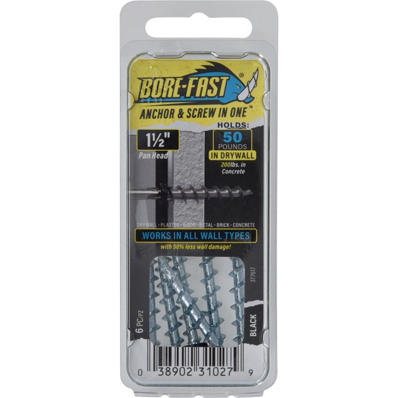 SCREW & ANCHOR BLK 6PC - Pack of 10