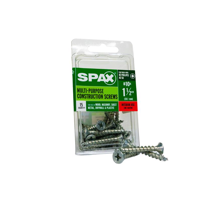 Emery Jensen specialty screw SCRW SPAX FH10X1.5ZNBX15 with zinc finish, shown in close-up on a white background