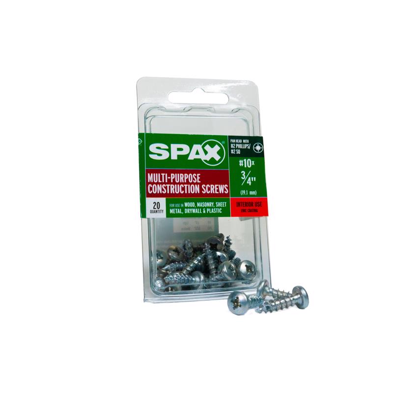 Emery Jensen SPAX PH 10x3/4-inch specialty screws in a box, showing the screws' head and threaded body for woodworking projects.