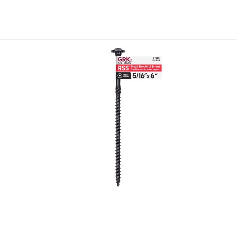 STCRL WD SCRW STR BLK 6"