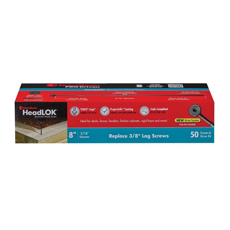 Emery Jensen 8-inch specialty screws, 50-piece set, featuring sturdy construction and precise threading for various fastening needs.