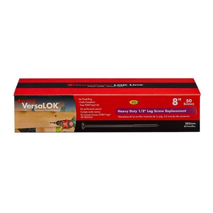 Pack of 50 Emery Jensen 8-inch specialty wood screws for woodworking and construction projects.