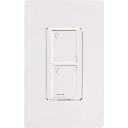 White Emery Jensen wireless switch for specialty switches, 5A capacity, mounted on a wall with visible wiring.