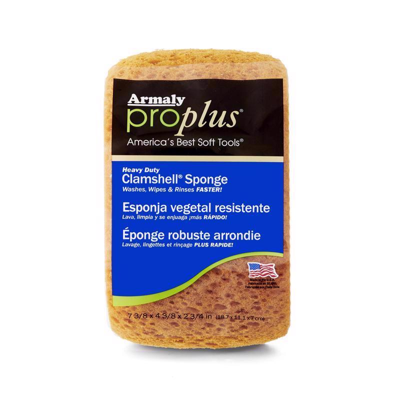 Set of six Emery Jensen HD Clamshell Sponges, 7.4-inch kitchen cleaning sponges with durable scrubbing surfaces.