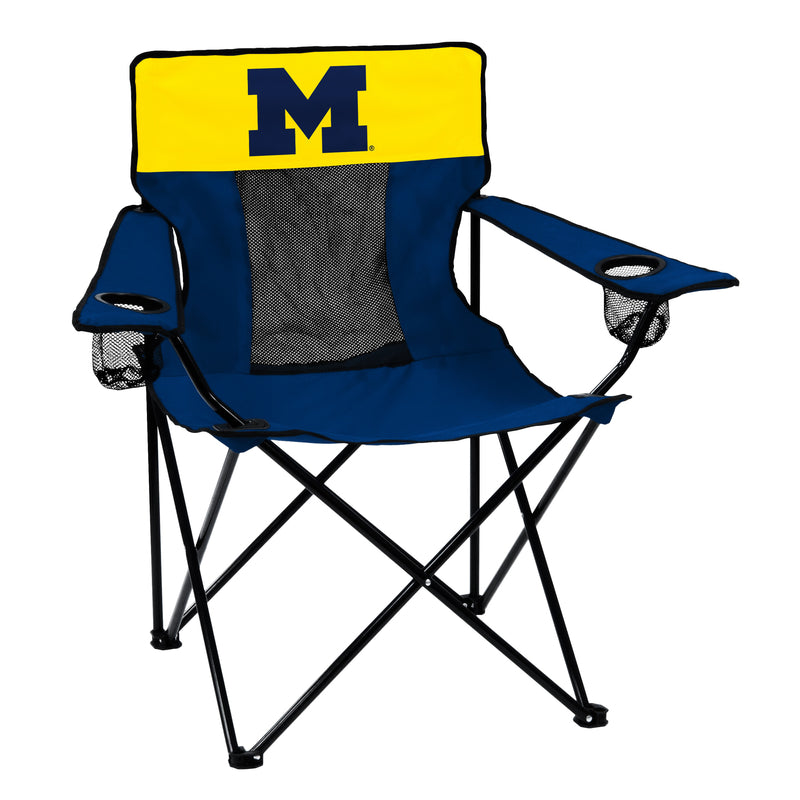 Emery Jensen Wolverines bag chair featuring Michigan Wolverines logo and team colors for sports fans' outdoor seating.