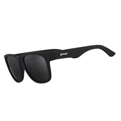 Emery Jensen SNGLS HKD ON sports sunglasses with black onyx frame and dark tinted lenses, designed for active wear.