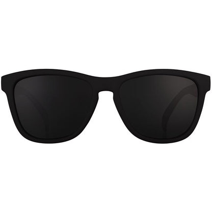 Emery Jensen SNGLS UNCRN CLMTY black sports sunglasses with sleek frame and tinted lenses, designed for active wear and sun protection.