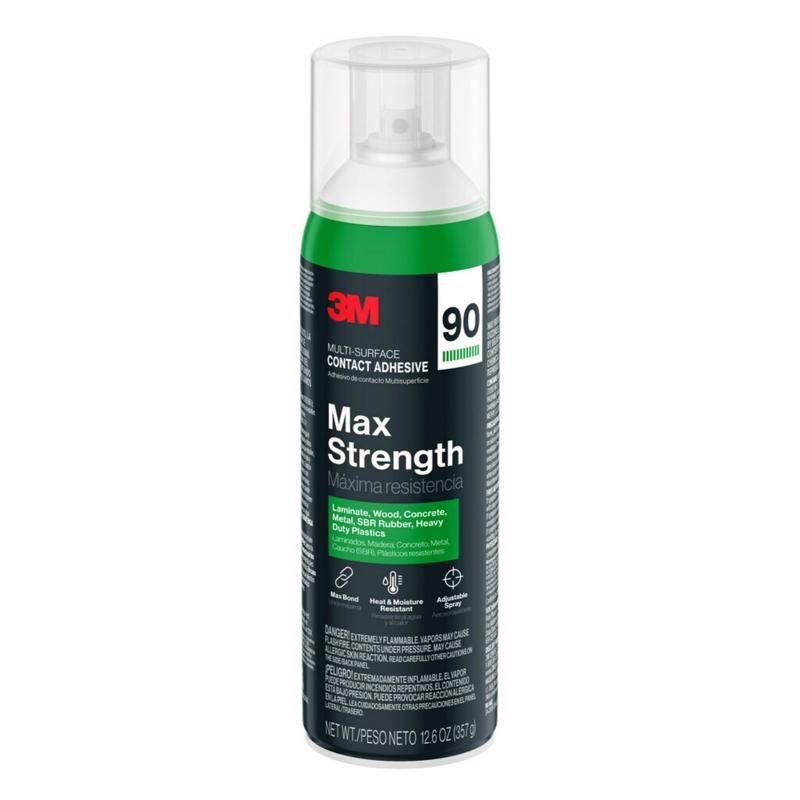 Emery Jensen contact adhesive spray in a 12.6oz can, shown with a nozzle for easy application, ideal for bonding various materials.