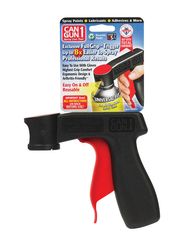 Emery Jensen premium spray paint can handle, sturdy black plastic grip for easy control during painting tasks.