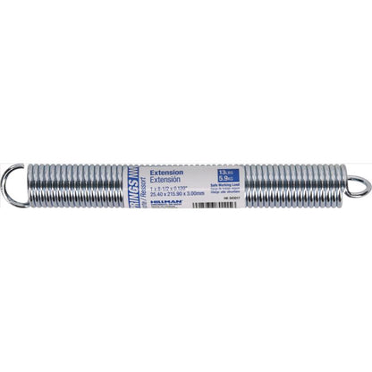 Steel extension spring from Emery Jensen, 8.5x1 inches, durable metal coil for industrial or mechanical use.