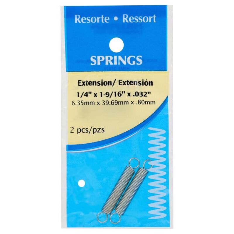 Pair of Emery Jensen 1.4-inch stainless steel extension springs, durable and suitable for various mechanical applications.