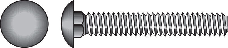 Emery Jensen stainless steel carriage bolt, 5/16 x 1-1/2 inch, showing the smooth round head and threaded shank.