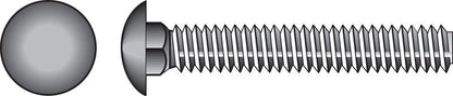 Emery Jensen stainless steel carriage bolt, 5/16 x 1-1/2 inch, showing the smooth round head and threaded shank.