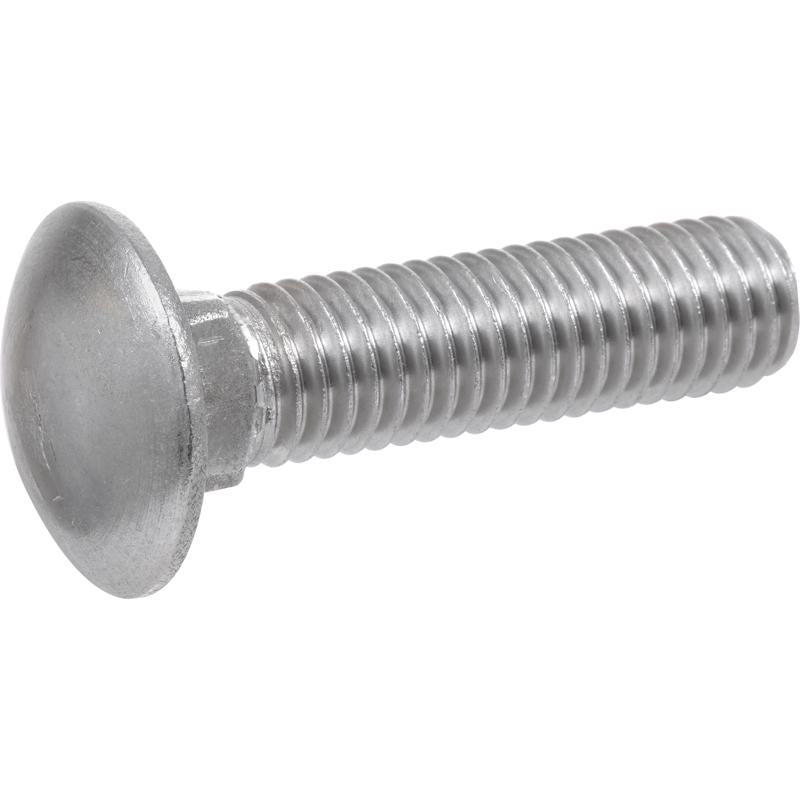 Emery Jensen stainless steel carriage bolt, 5 inches long, with a 5/16-inch diameter, shown in a close-up image.