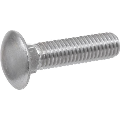 Emery Jensen stainless steel carriage bolt, 5 inches long, with a 5/16-inch diameter, shown in a close-up image.