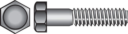 Emery Jensen stainless steel grade 2 hex bolt, 1/4 inch diameter, 2 inches long with threaded NC end, shown in close-up.