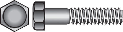 Emery Jensen 1/4-inch hex grade 2 stainless steel bolt, 5-inch length, with a threaded end and hex head for fastening.