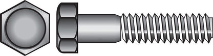 Emery Jensen stainless steel hex bolt, 1/4 inch diameter, Grade 2, with 1-inch threaded length and hex head for fastening applications.