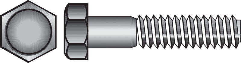 Emery Jensen Grade 2 stainless steel hex bolt, 3/8 inch diameter, 5-inch length, with hex head for secure fastening.