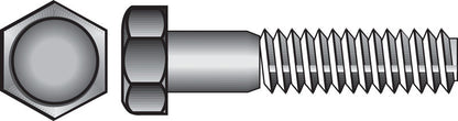Emery Jensen 3/8-inch Grade 2 stainless steel hex bolt, 6-inch length, showing the smooth hex head and threaded shank.