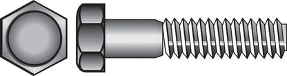 Emery Jensen Grade 2 stainless steel hex bolt, 5/16-18 thread, 2.5 inches long, with hex head and smooth finish.