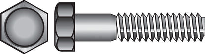 Emery Jensen stainless steel Grade 2 hex bolt, 5/16-18 thread, 3-inch length, with hex head, on a white background.