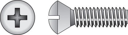 Emery Jensen stainless steel machine screw 6-32x3/8 inch, showing the threaded shaft and hex head for fastening applications.