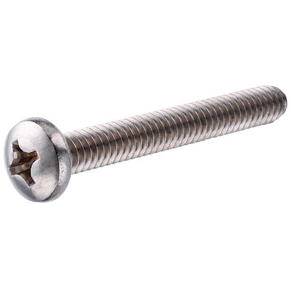 Emery Jensen SS machine screw SCR MCH PHPN 1/4-20X2.50 in metallic finish, close-up view showing threads and head.