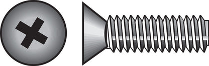 Emery Jensen stainless steel Phillips flat head machine screw, 1/4 inch diameter, 1.25 inch length, pack of 100.