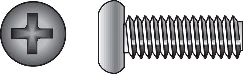 Stainless steel machine screw by Emery Jensen, 10-32x1.5 inches, with Phillips head for industrial fastening applications.