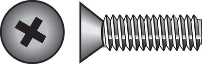 Emery Jensen stainless steel machine screw PH FH6-32X1-1/2 showing a close-up of the threaded screw with a Phillips head.