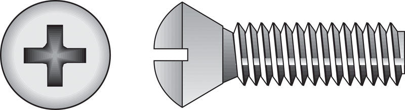 Stainless steel machine screw by Emery Jensen, Phillips head, 6-32×1/2 inch, with a threaded shaft for fastening applications.