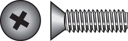Stainless steel machine screw by Emery Jensen, PHFH 1/4-20 x 1.5 inches, showing the screw's threading and head design
