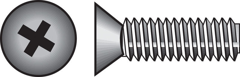 Emery Jensen SS machine screw PHFH10-24x3B10 with a Phillips head and threaded body, metal construction for fastening applications