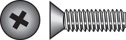 Emery Jensen SS machine screw PHFH10-24x3B10 with a Phillips head and threaded body, metal construction for fastening applications