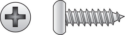 Emery Jensen stainless steel sheet metal screw, pan head, 6x1.5mm size, shown in the product image.