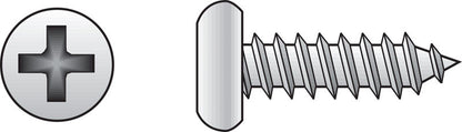 Emery Jensen stainless steel sheet metal screws, pan head, 8x2 inch, box of 100, for durable metal fastening.