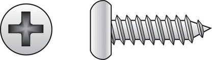 Emery Jensen stainless steel sheet metal screw, pan head, size 8x1.25 inch, used for metal fastening applications