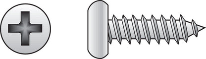 Stainless steel sheet metal screw by Emery Jensen, 10x1.25 inches, with a Phillips head and corrosion-resistant finish