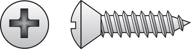 Emery Jensen stainless steel sheet metal screw, 10x1.5 inch, Phillips head, box of 100, for sheet metal fastening.