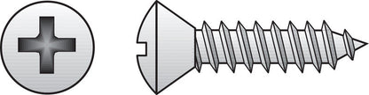 Stainless steel sheet metal screws from Emery Jensen, 14x2 inches, shown in a box of 10 for sheet metal fastening.