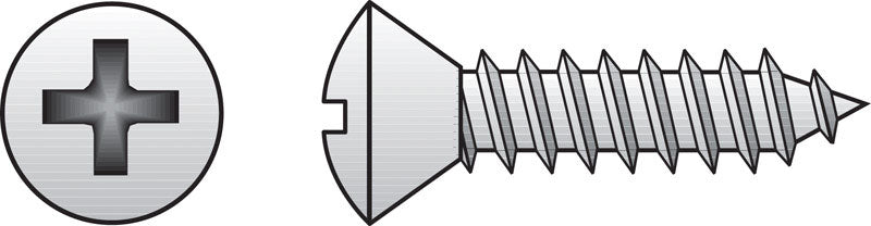 Emery Jensen stainless steel sheet metal screws, 8x1 inch, box of 100, with Phillips drive and Phillips head for metal fastening.