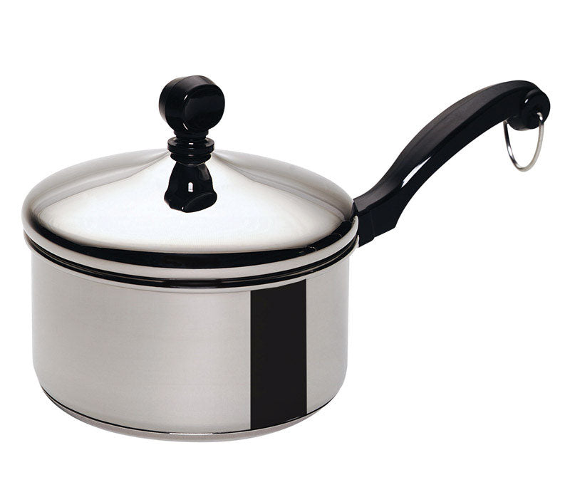 Emery Jensen 1-quart stainless steel sauce pan with lid, perfect for cooking and saucing in the kitchen.