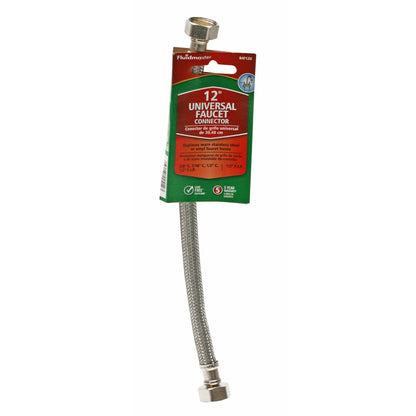 Emery Jensen stainless steel braided faucet extension fitting, 12-inch durable pipe connection for plumbing applications