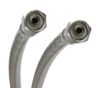 Emery Jensen stainless steel braided connector for 72-inch ice maker water line, durable and flexible plumbing component.
