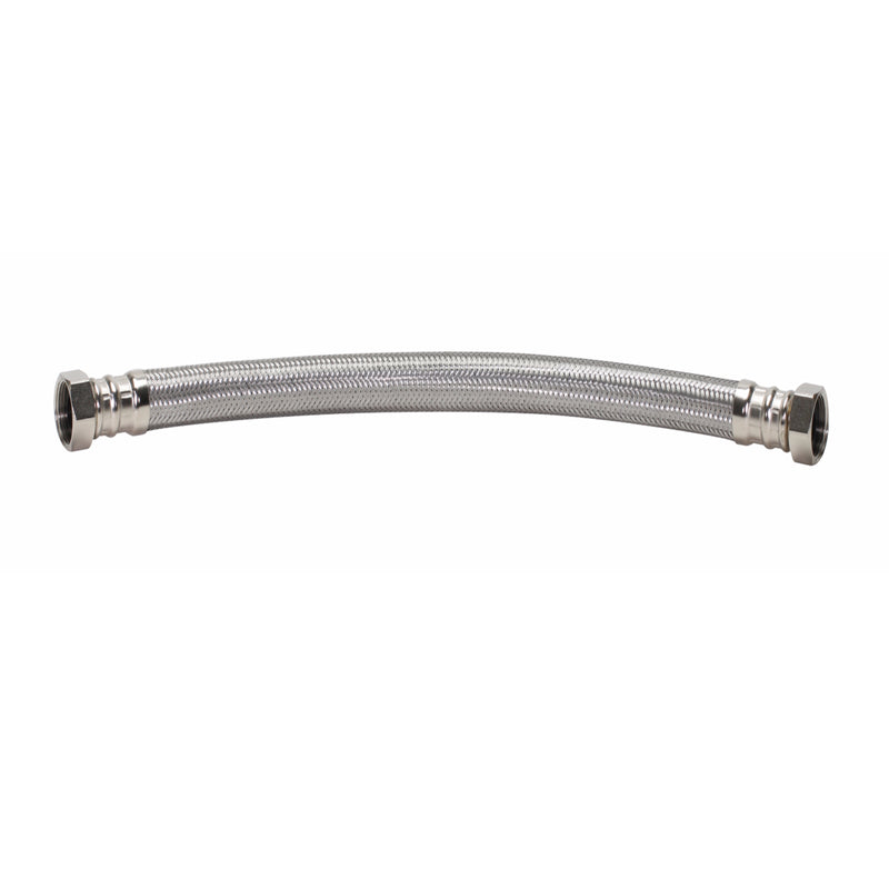 Emery Jensen stainless steel braided connector for 18-inch water heater, durable and flexible plumbing fitting.